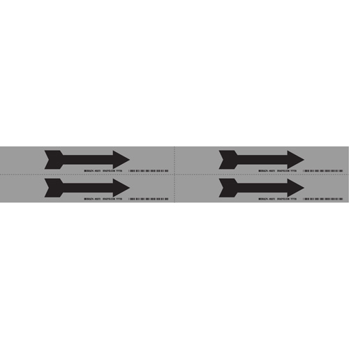 Arrow Pipe Marker, Self-Adhesive, 1-1/8" H x 7" W, Black on Aluminum