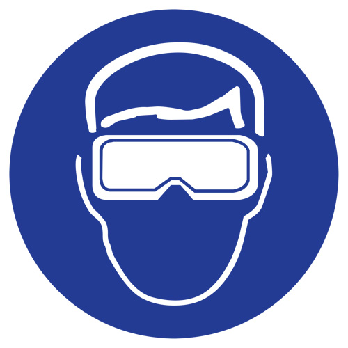 Right to Know Pictogram Labels - Safety Goggles, Vinyl, Sheet, 1-1/4" L x 1-1/2" W