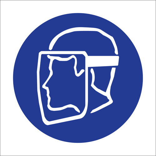 Right to Know Pictogram Labels - Face Shield, Vinyl, Sheet, 1-1/4" L x 1-1/2" W