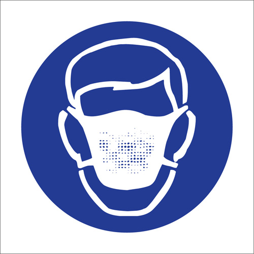 Right to Know Pictogram Labels - Dust Mask, Vinyl, Sheet, 1-1/4" L x 1-1/2" W