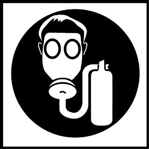 Right to Know Pictogram Labels - Self-Contained Air Respirator, Vinyl, Sheet, 5/8" L x 3/4" W