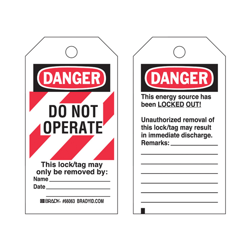 "Do Not Operate" Lock-Out Tag, Polyester, 3" W x 5-3/4" H, English