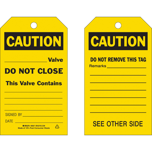 Safety Tags, Plastic, 4" W x 7" H, English