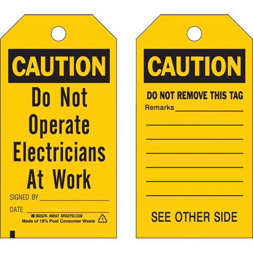 Safety Tags, Plastic, 3" W x 5-3/4" H, English