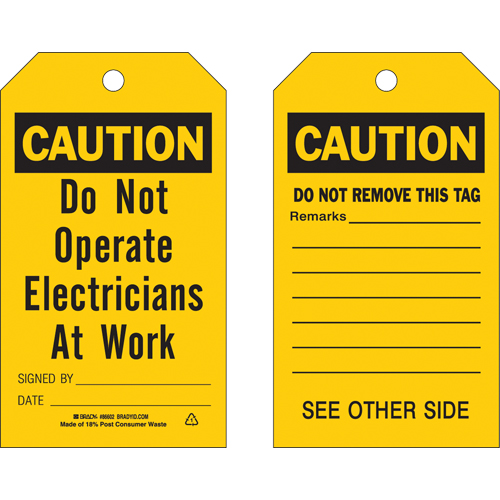 Safety Tags, Plastic, 4" W x 7" H, English