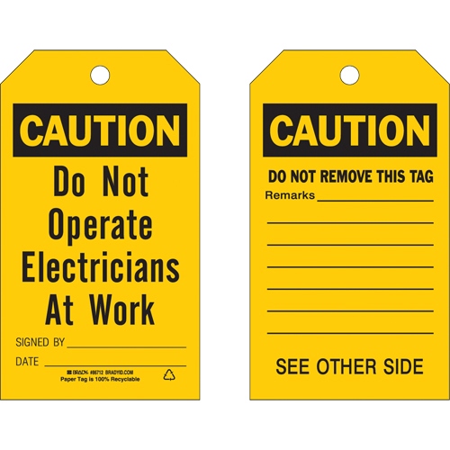 Safety Tags, Cardstock, 4" W x 7" H, English