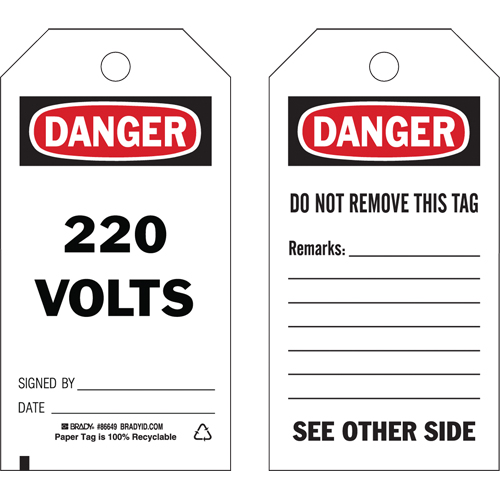Safety Tags, Cardstock, 3" W x 5-3/4" H, English