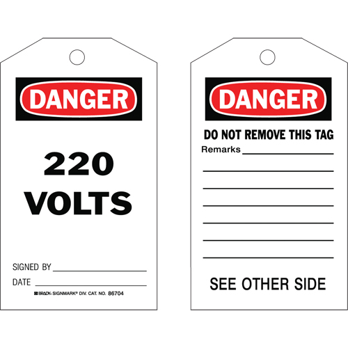 Safety Tags, Cardstock, 4" W x 7" H, English