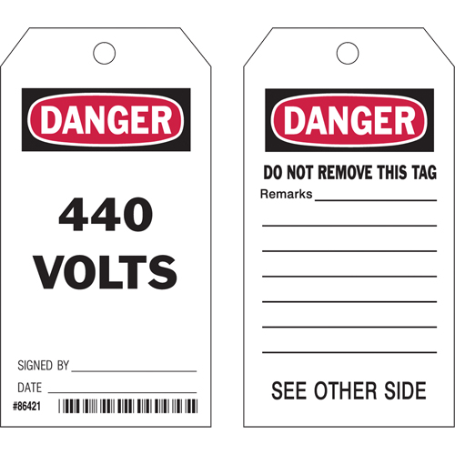 Safety Tags, Plastic, 3" W x 5-3/4" H, English