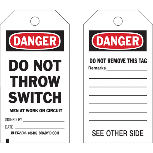 Safety Tags, Cardstock, 4" W x 7" H, English