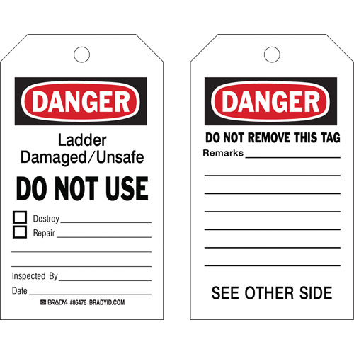 Safety Tags, Plastic, 4" W x 7" H, English