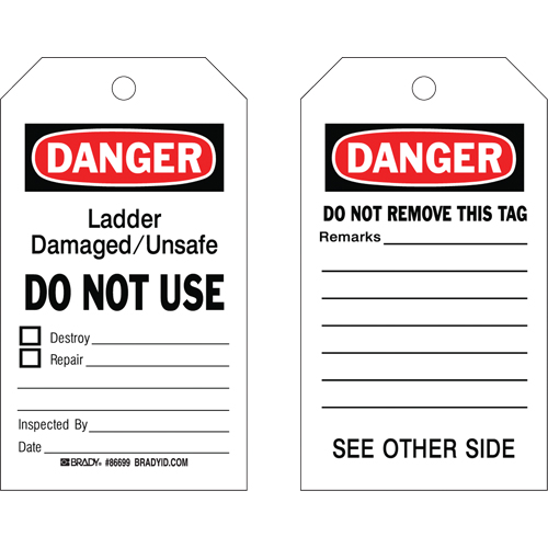 Safety Tags, Cardstock, 4" W x 7" H, English