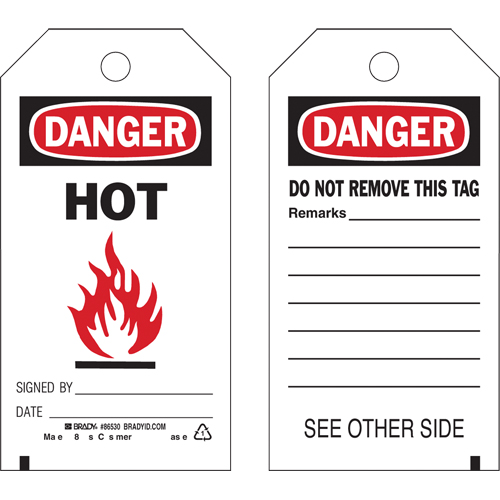 Safety Tags, Plastic, 3" W x 5-3/4" H, English
