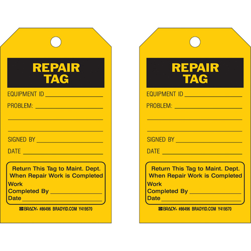 Safety Tags, Plastic, 4" W x 7" H, English