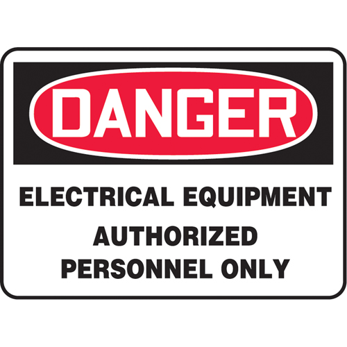 "Electrical Equipment" Sign, 7" x 10", Vinyl, English