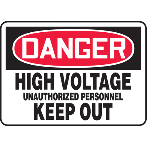 "High Voltage" Sign, 10" x 14", Aluminum, English