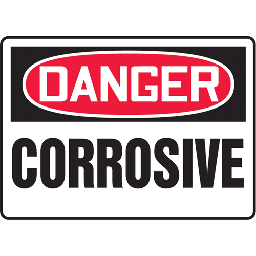 "Corrosive" Sign, 10" x 14", Aluminum, English