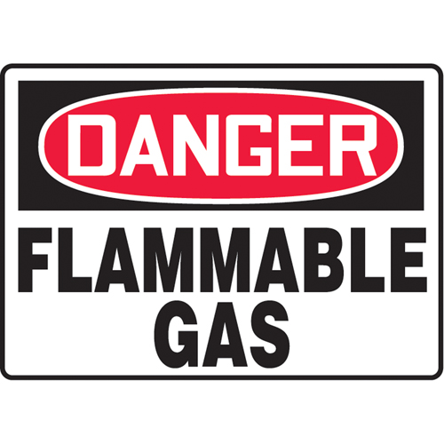"Flammable Gas" Sign, 10" x 14", Aluminum, English