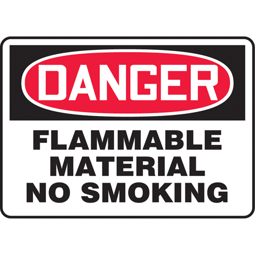 "Flammable Material" Sign, 10" x 14", Vinyl, English