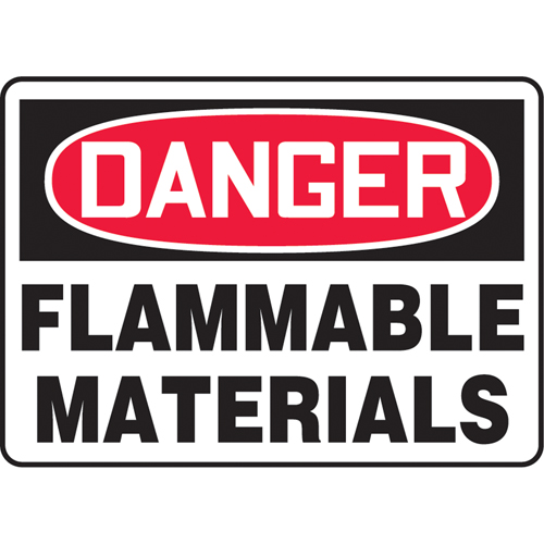"Flammable Material" Sign, 7" x 10", Plastic, English