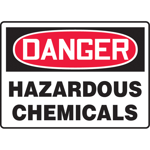 "Hazardous Chemicals" Sign, 10" x 14", Aluminum, English