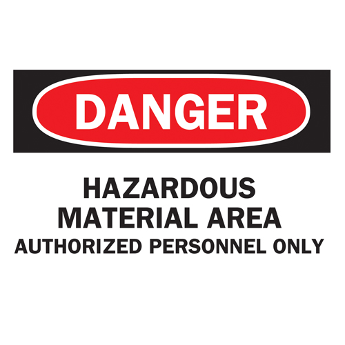 "Hazardous Material Area" Sign, 7" x 10", Vinyl, English