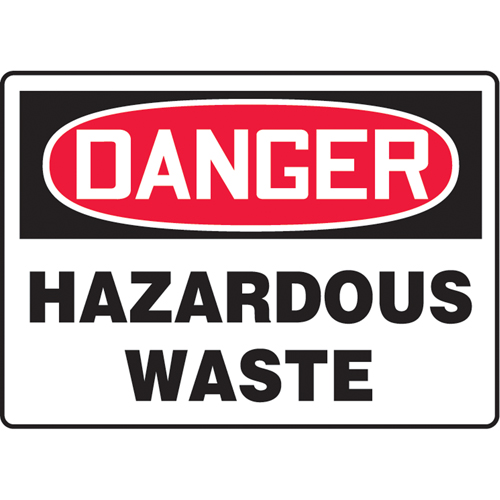 "Hazardous Waste" Sign, 10" x 14", Aluminum, English