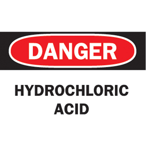 "Hydrochloric Acid" Sign, 7" x 10", Vinyl, English