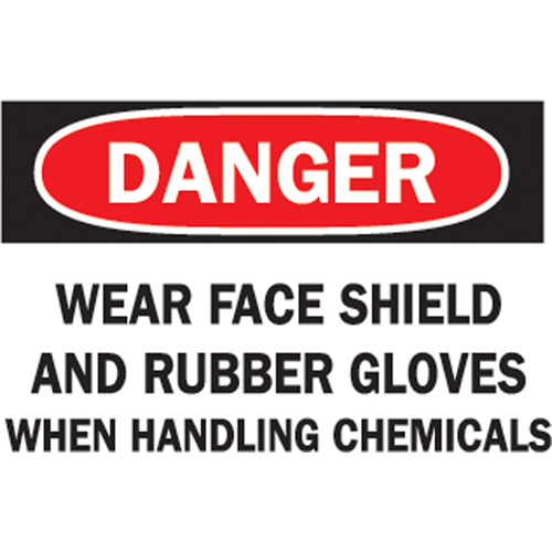 "When Handling Chemicals" Sign, 10" x 14", Plastic, English