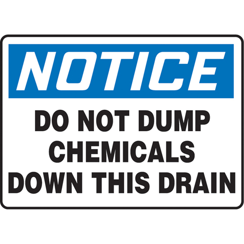 "Do Not Dump Chemicals" Sign, 10" x 14", Aluminum, English