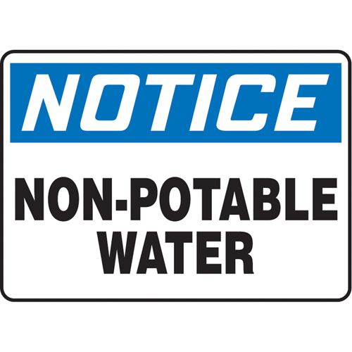 "Non-Potable Water" Sign, 10" x 14", Plastic, English