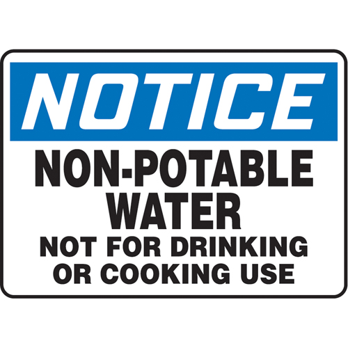 "Non-Potable Water" Sign, 7" x 10", Vinyl, English