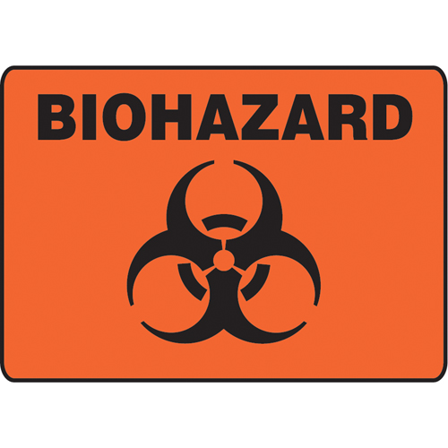 "Biohazard" Sign, 10" x 14", Aluminum, English with Pictogram