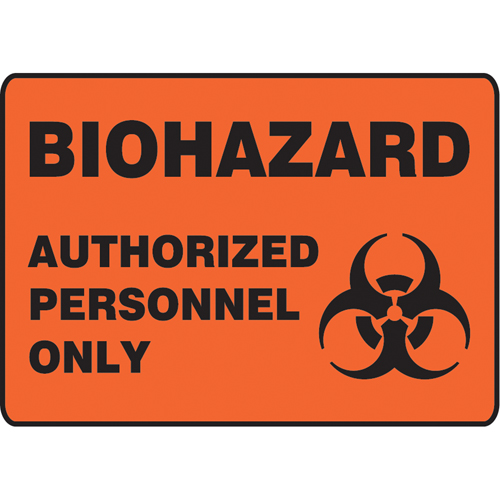 "Biohazard Authorized Personnel" Sign, 10" x 10", Vinyl, English with Pictogram