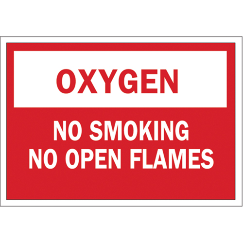 "Oxygen No Smoking" Sign, 7" x 10", Aluminum, English