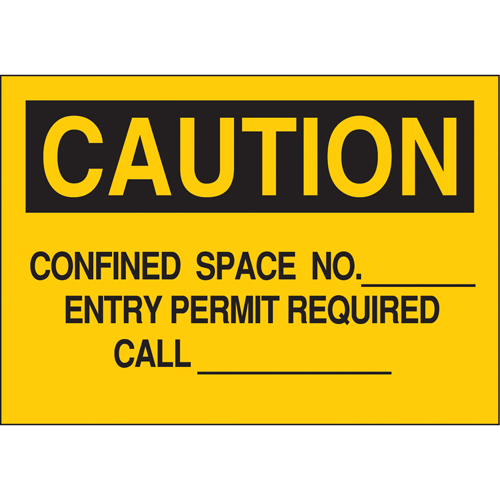Customizable "Confined Space" Sign, 7" x 10", Plastic, English