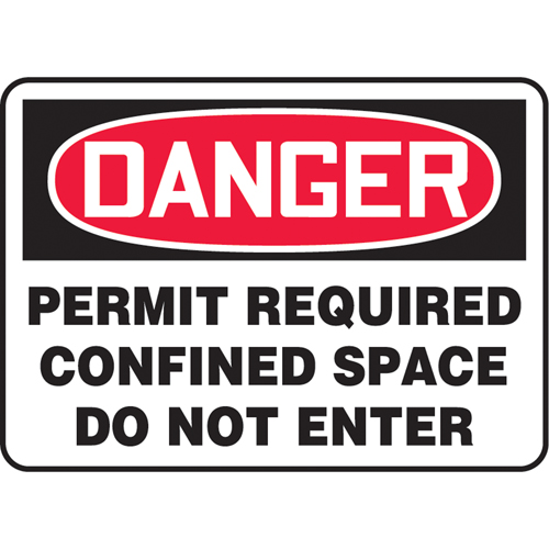 "Permit Required Confined Space" Sign, 7" x 10", Vinyl, English