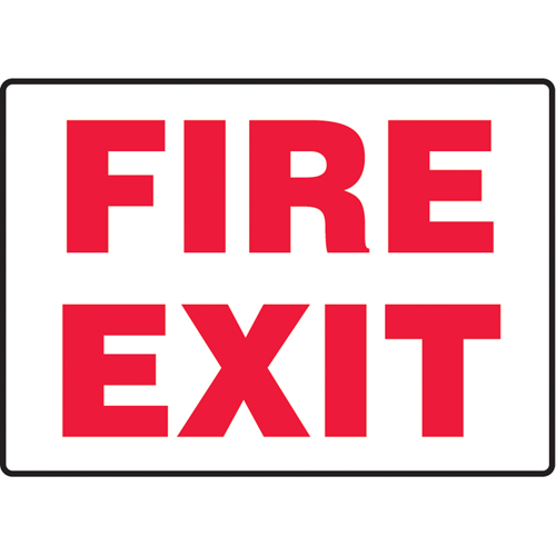 "Fire Exit" Sign, 7" x 10", Plastic, English