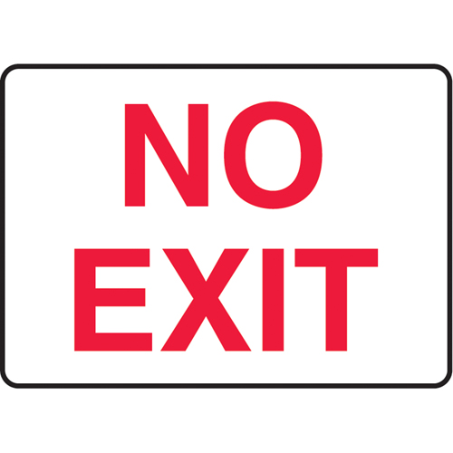 "No Exit" Sign, 10" x 14", Vinyl, English