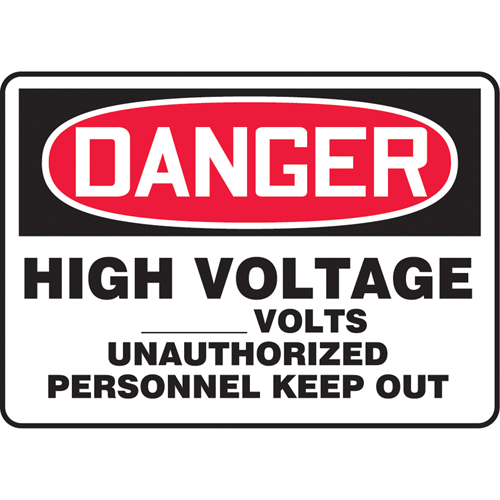Customizable "High Voltage" Sign, 7" x 10", Vinyl, English
