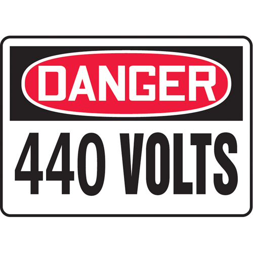 "440 Volts" Sign, 7" x 10", Vinyl, English