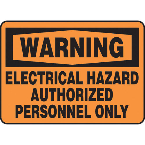 "Electrical Hazard" Sign, 10" x 14", Aluminum, English