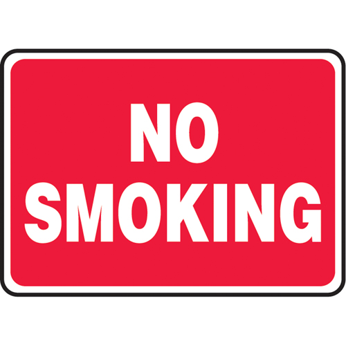 "No Smoking" Sign, 7" x 10", Plastic, English