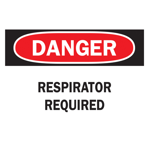"Respirator Required" Sign, 10" x 14", Plastic, English