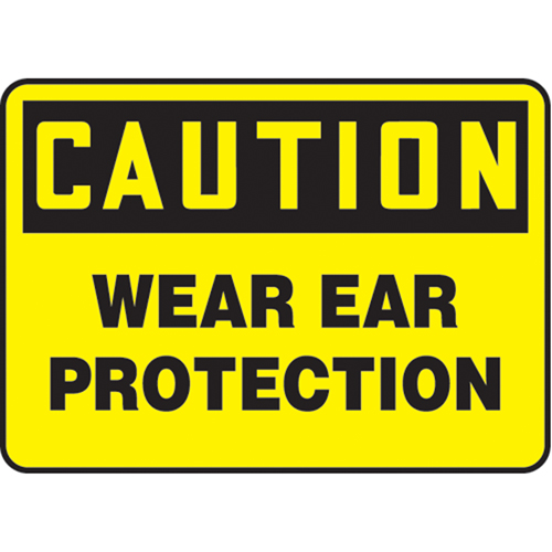 "Wear Ear Protection" Sign, 10" x 14", Aluminum, English
