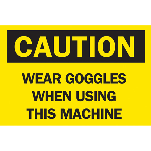 "Wear Goggles" Sign, 10" x 14", Plastic, English