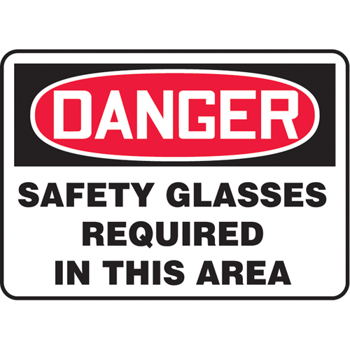 "Safety Glasses Required" Sign, 7" x 10", Vinyl, English