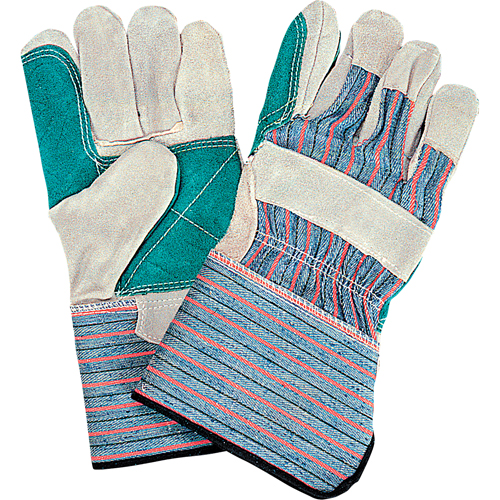 Standard Quality Double Palm Fitters Glove, Large, Split Cowhide Palm, Cotton Inner Lining