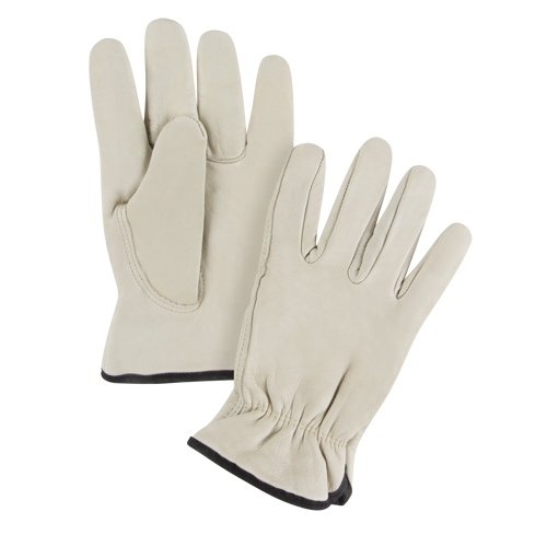 Winter-Lined Driver's Gloves, Medium, Grain Cowhide Palm, Fleece Inner Lining