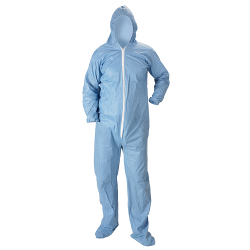Pyrolon® Plus 2 FR Hooded Coveralls With Boots, 4X-Large, Blue, FR Treated Fabric